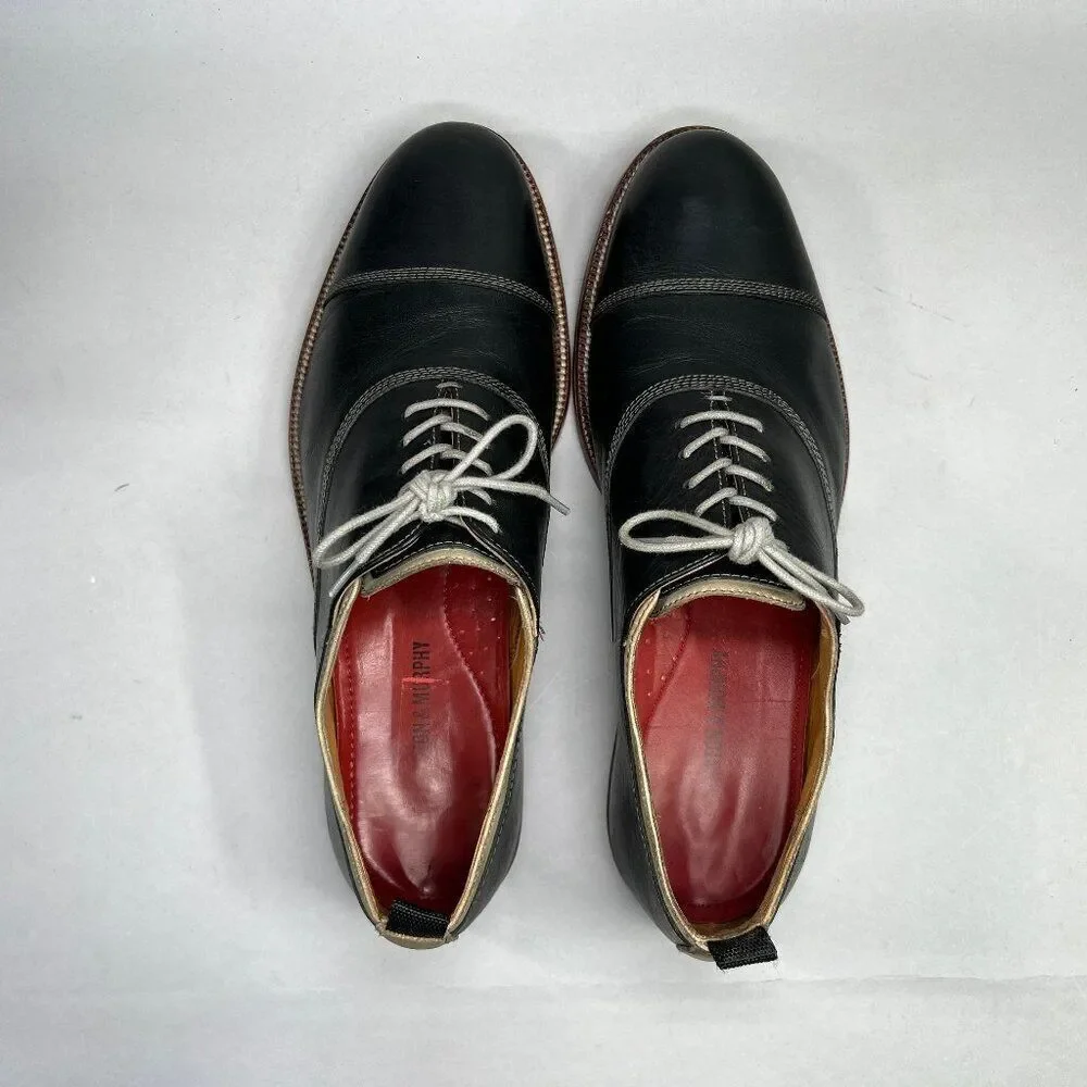 Johnston & Murphy Clayton Shoes Mens Size 10.5 Black Leather Cap Toe Dress Shoes